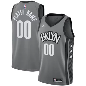 Incantevole Duraturo Eccezionale Brooklyn Nets Jordan Brand Swingman Custom Jersey Statement Edition Gray  per i Fan Veri