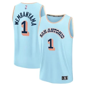 Moderno Victor Wembanyama San Antonio Spurs 2024/25 Fast Break Player Jersey City Edition Light Blue  per i Fan Veri