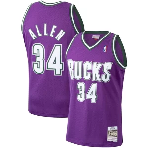Elegante Robusto Attraente Ray Allen Milwaukee Bucks 2000/01 Hardwood Classics Swingman Jersey Purple  per i Fan Veri