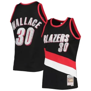 Prestigioso Resistente Trendy Rasheed Wallace Portland Trail Blazers 1999/00 Hardwood Classics NBA 75th Anniversary Diamond Swingman Jersey Black  per i Fan Veri