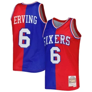 Fascinante Fantastico Duraturo Julius Erving Philadelphia 76ers Hardwood Classics 1982/83 Split Swingman Jersey Royal/Red  per i Fan Veri