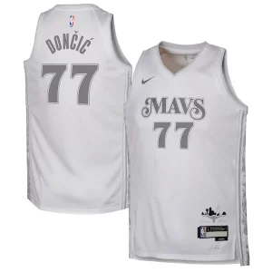 Cool Classico Moderno Luka Dončić Dallas Mavericks Nike Youth 2024/25 Swingman Player Jersey City Edition White  per i Fan Veri