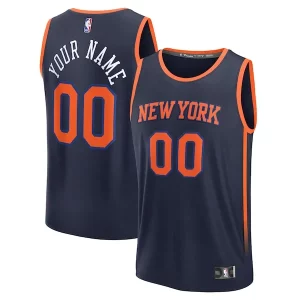 Incantevole Elegante Lussuoso New York Knicks Custom Fast Break Jersey Navy Statement Edition  per i Fan Veri