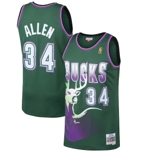 Bellissimo Ray Allen Milwaukee Bucks 1996/97 Hardwood Classics Swingman Jersey Kelly Green  per i Fan Veri