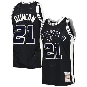 Ottimo Accattivante Tim Duncan San Antonio Spurs 1998/99 Hardwood Classics Off Court Swingman Jersey Black  per i Fan Veri