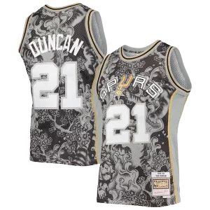 Meraviglioso Tim Duncan San Antonio Spurs Hardwood Classics 1998/99 Lunar New Year Swingman Jersey Black  per i Fan Veri