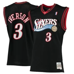 Prestigioso Robusto Allen Iverson Philadelphia 76ers 2000/01 Hardwood Classics Swingman Jersey Black  per i Fan Veri