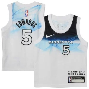 Resistente Anthony Edwards Minnesota Timberwolves Nike Toddler 2024/25 Swingman Player Jersey City Edition White  per i Fan Veri