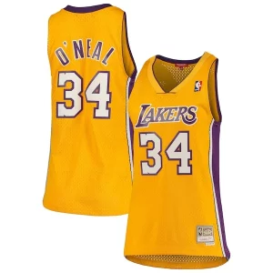 Prestigioso Shaquille O'Neal Los Angeles Lakers Women's 1999/00 Hardwood Classics Swingman Jersey Gold  per i Fan Veri