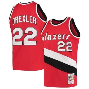 Raffinato Clyde Drexler Portland Trail Blazers 1983/84 Hardwood Classics Swingman Jersey Red  per i Fan Veri