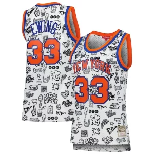 Bellissimo Pratico Elegante Patrick Ewing New York Knicks Women's 1991 Doodle Swingman Jersey White  per i Fan Veri