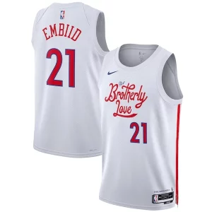 Eccezionale Stupendo Elegante Joel Embiid Philadelphia 76ers Nike Unisex 2022/23 Swingman Jersey City Edition White  per i Fan Veri