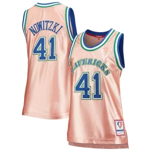 Versatile Accattivante Splendido Dirk Nowitzki Dallas Mavericks Women's 75th Anniversary Rose Gold 1998 Swingman Jersey Pink  per i Fan Veri