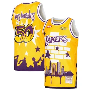 Ottimo Los Angeles Lakers x Tats Cru Hardwood Classics Fashion Jersey Gold  per i Fan Veri