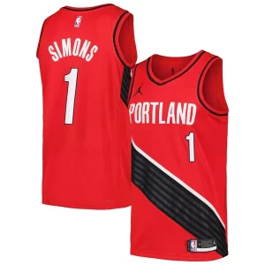 Stupendo Fantastico Anfernee Simons Portland Trail Blazers Jordan Brand Swingman Player Jersey Statement Edition Red/Black  per i Fan Veri