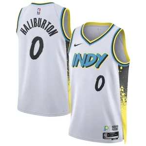 Bellissimo Tyrese Haliburton Indiana Pacers Nike Unisex 2024/25 Swingman Player Jersey City Edition White  per i Fan Veri
